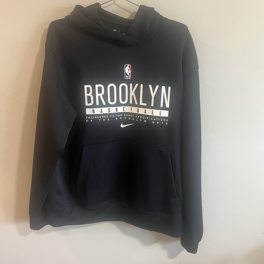 Brooklyn Nets Nike Hoodie Sweatshirt Unisex Size Medium Black NBA Basketball